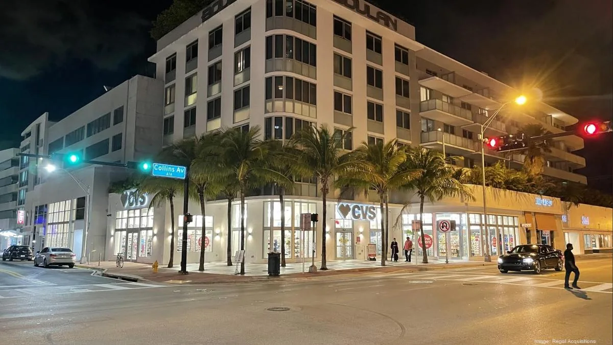 Urban retail property at night